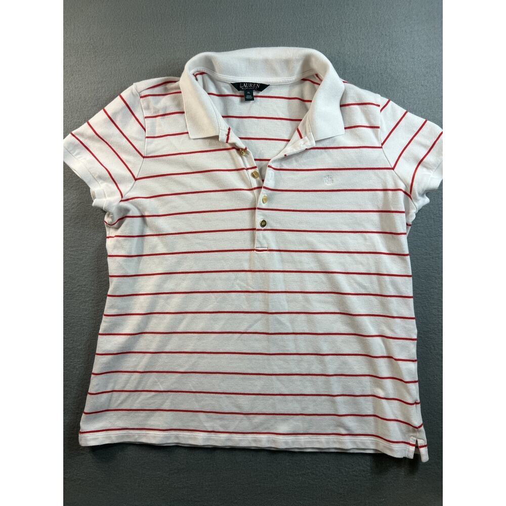 Polo Ralph Lauren Women's M White Polo Shirt Gold Buttons Casual Workwear